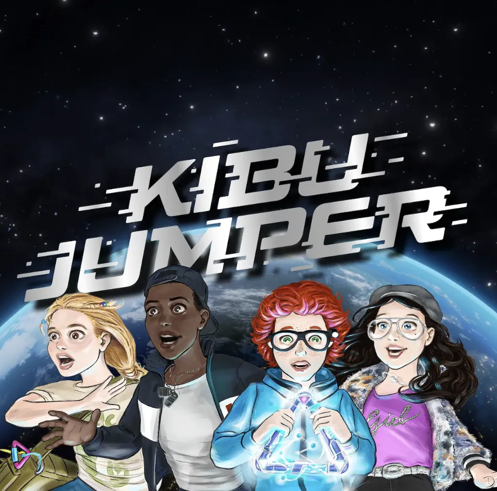 Kibu-Jumper-Schriftzug mit vier gezeichneten Figuren